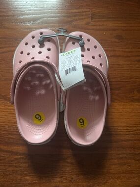 CROCS women Classic Clog in Light Pink with White Trim